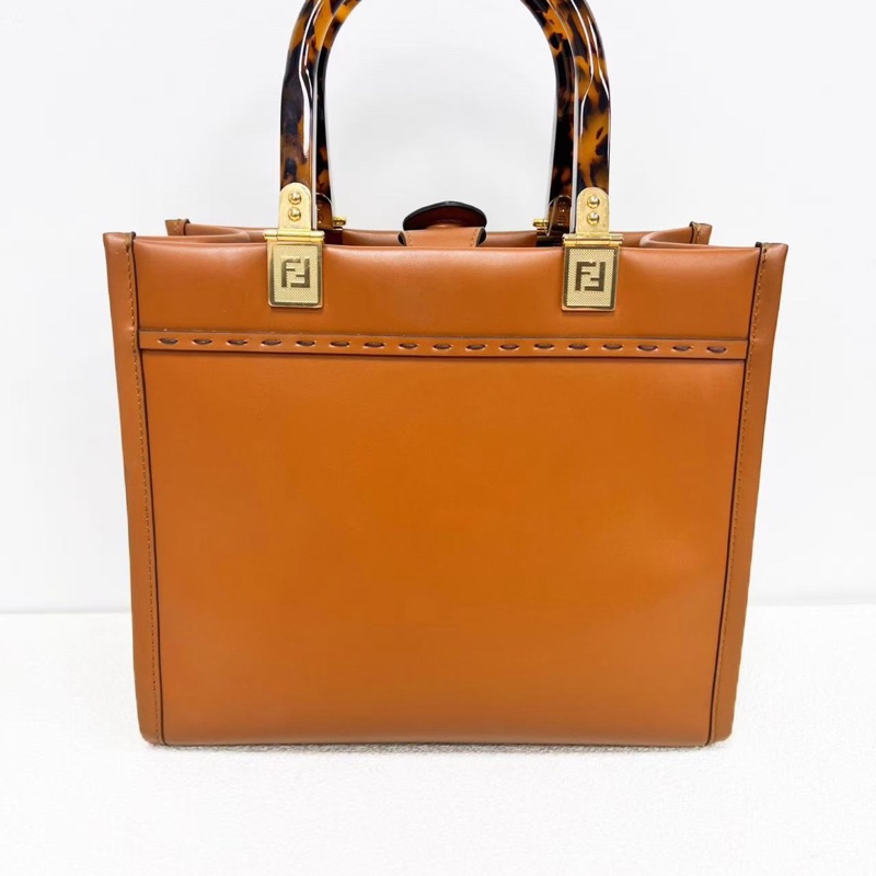 Fendi Sunshine手提斜背包 小號 焦糖色 牛皮 25*22*11 98新配件塵袋-2