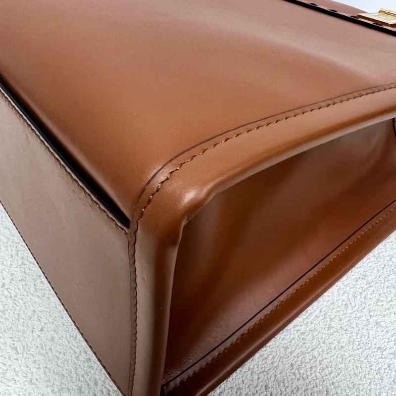 Fendi Sunshine手提斜背包 小號 焦糖色 牛皮 25*22*11 98新配件塵袋-7