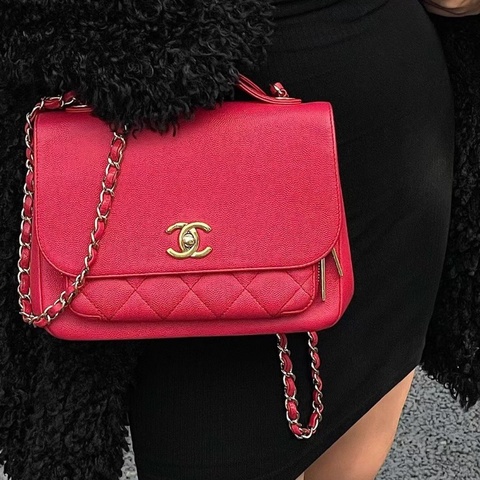 Chanel Handle郵差包紅金 荔枝皮22*15*7 98新配件塵袋 保卡