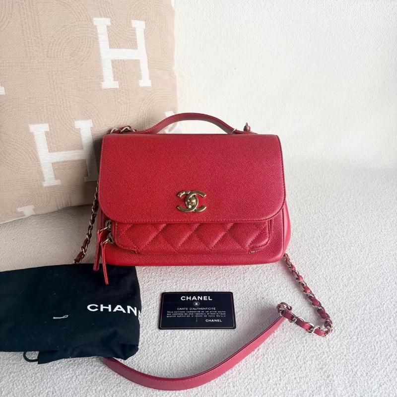 Chanel Handle郵差包紅金 荔枝皮22*15*7 98新配件塵袋 保卡-1
