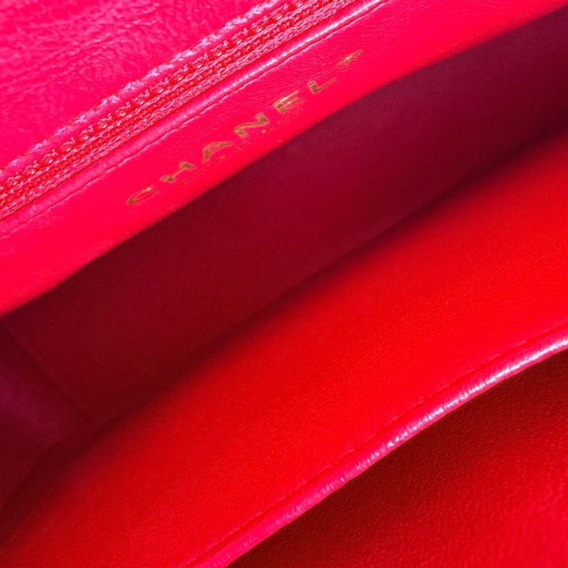 Chanel Handle郵差包紅金 荔枝皮22*15*7 98新配件塵袋 保卡-2