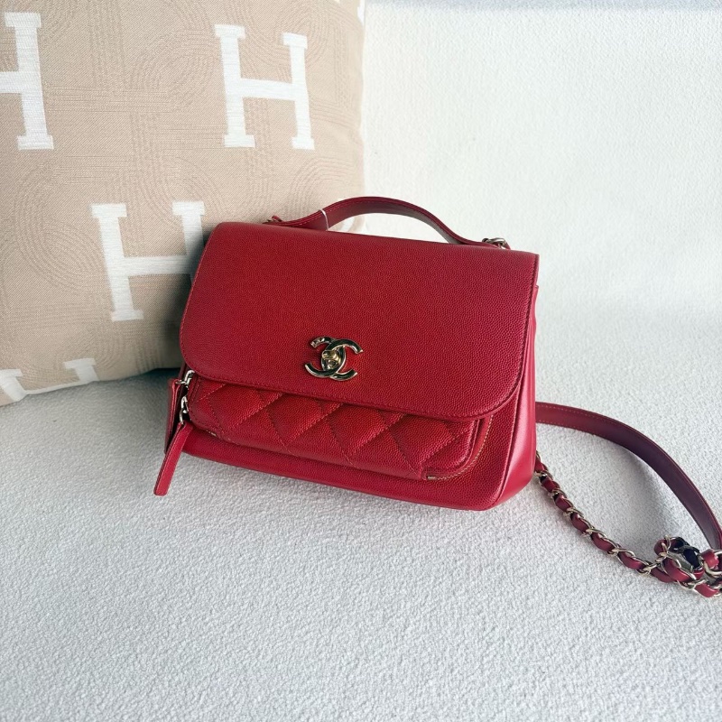 Chanel Handle郵差包紅金 荔枝皮22*15*7 98新配件塵袋 保卡-3