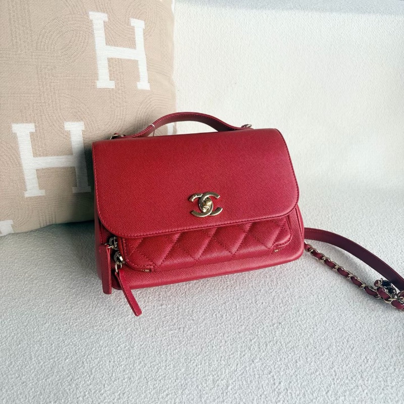 Chanel Handle郵差包紅金 荔枝皮22*15*7 98新配件塵袋 保卡-5