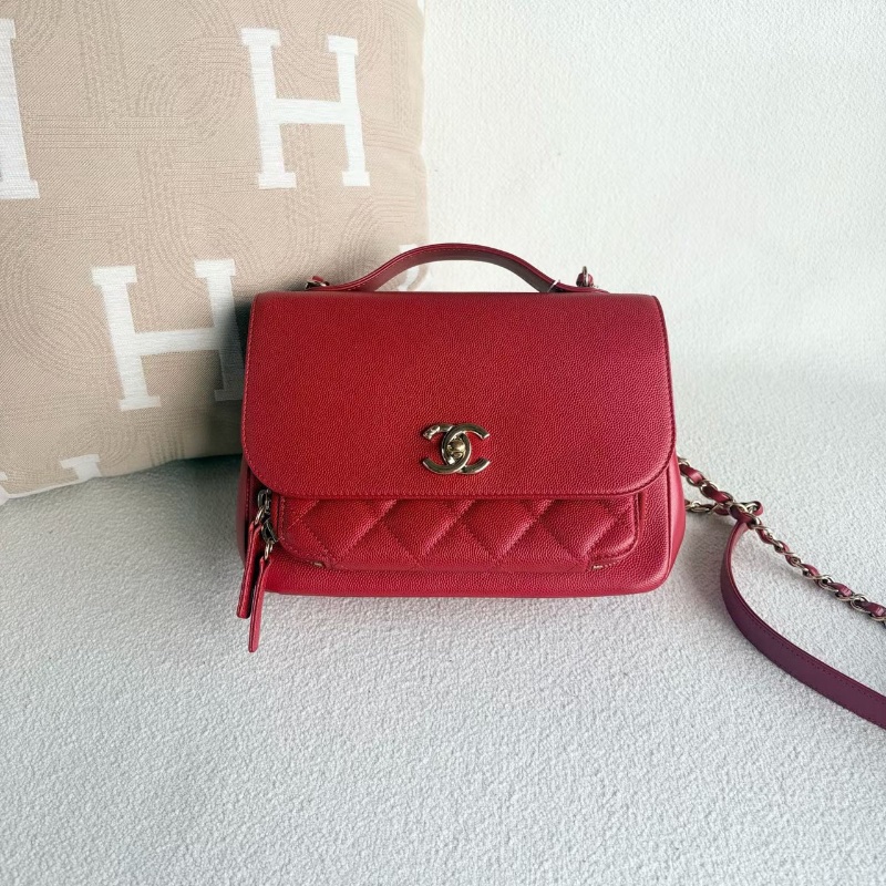 Chanel Handle郵差包紅金 荔枝皮22*15*7 98新配件塵袋 保卡-6