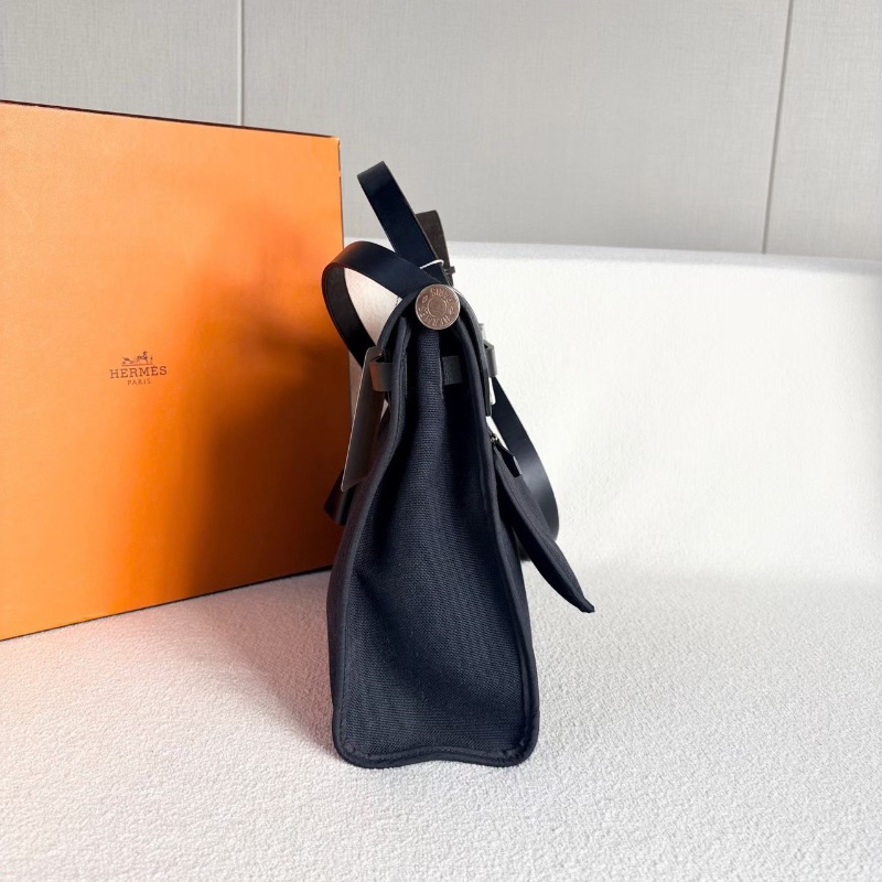 Hermes Herbag31 黑銀 帆布拼皮31*24*9 98新鑰匙*2 鎖塵袋-3