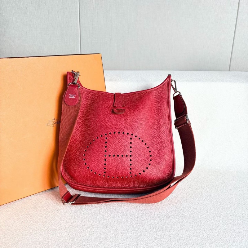 Hermes Evelyne29 紅銀TC皮29*29*8 98新肩帶塵袋-1