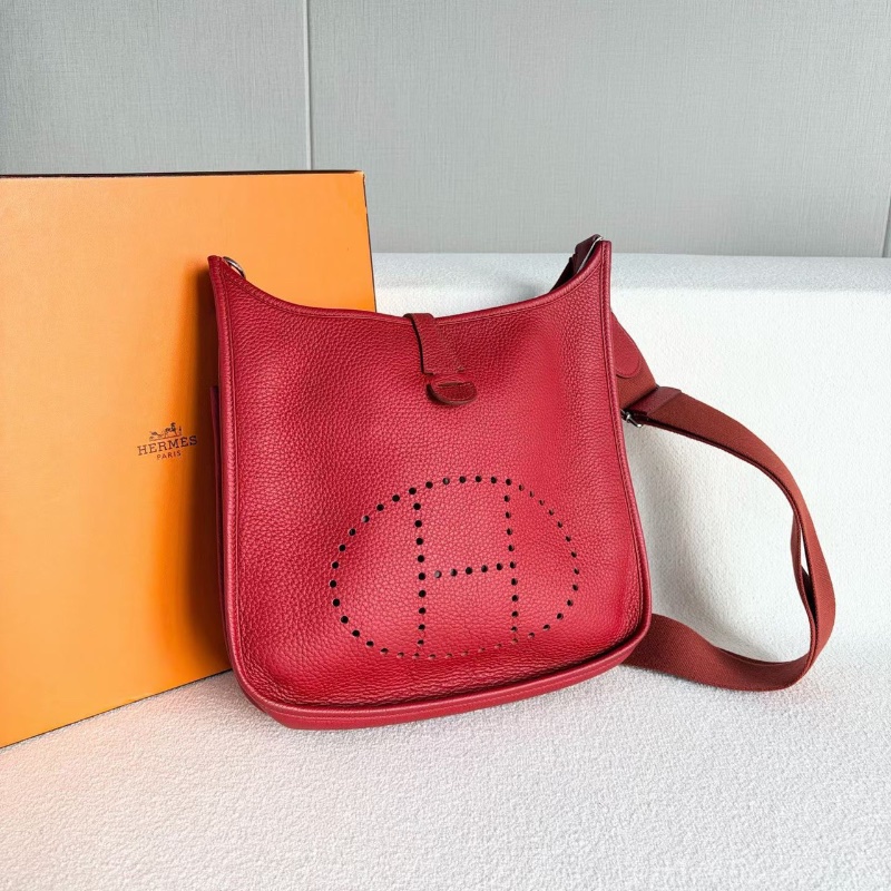 Hermes Evelyne29 紅銀TC皮29*29*8 98新肩帶塵袋-3