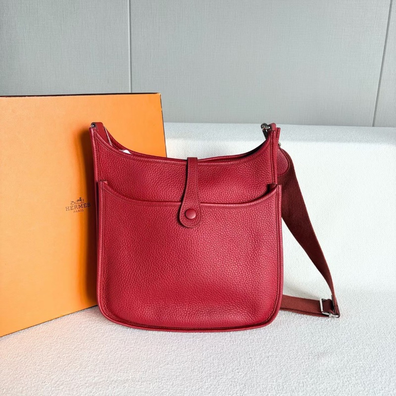 Hermes Evelyne29 紅銀TC皮29*29*8 98新肩帶塵袋-4