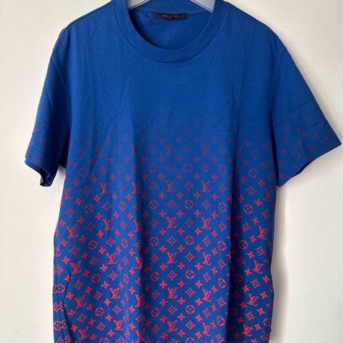 LV 藍/紅漸層logo短袖T恤