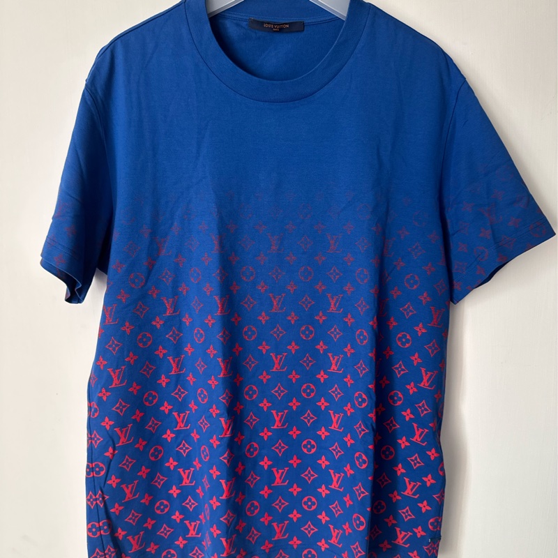 LV 藍/紅漸層logo短袖T恤-0