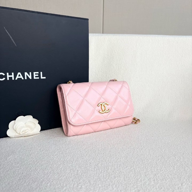 Chanel金幣woc鏈條包 粉金 羊皮19*12*3 98新配件塵袋-3