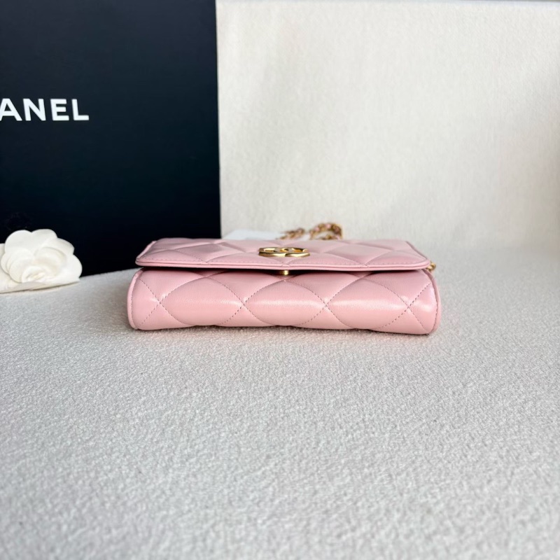 Chanel金幣woc鏈條包 粉金 羊皮19*12*3 98新配件塵袋-4