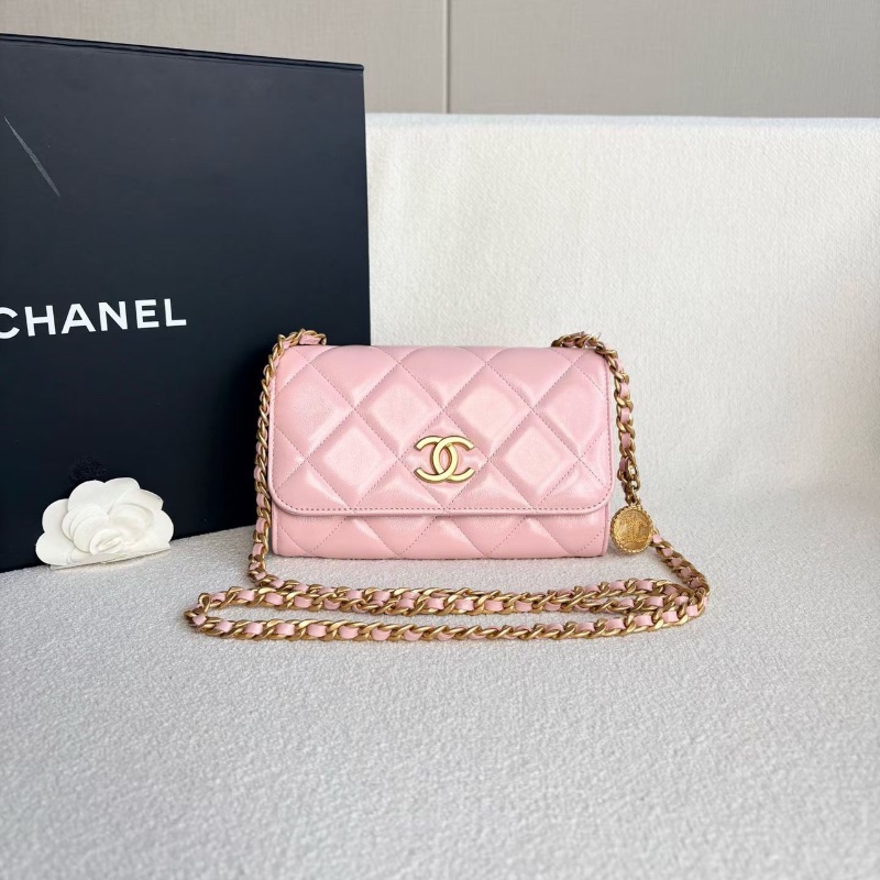 Chanel金幣woc鏈條包 粉金 羊皮19*12*3 98新配件塵袋-6