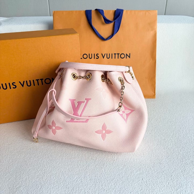LV Bundle新款水桶福袋包 芯片款 漸變櫻花粉 粉色金扣 牛皮27*21.5*10 98新配件 盒子 塵袋 可調節肩帶 子包-4
