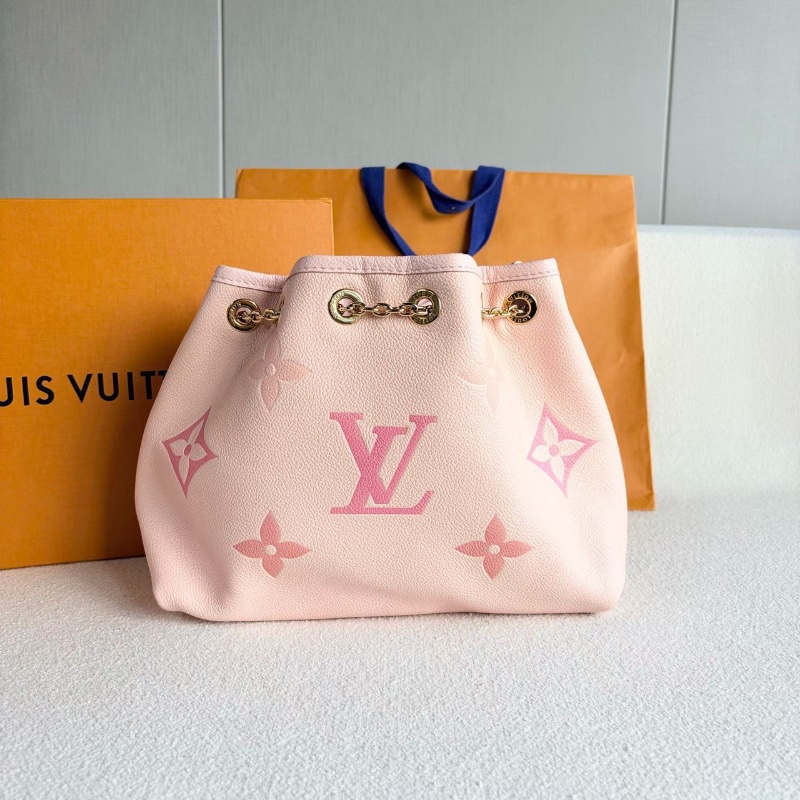 LV Bundle新款水桶福袋包 芯片款 漸變櫻花粉 粉色金扣 牛皮27*21.5*10 98新配件 盒子 塵袋 可調節肩帶 子包-8