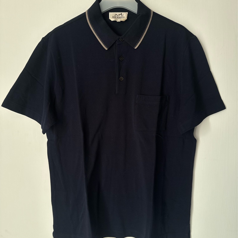 Hermes 深藍前口袋polo衫-0