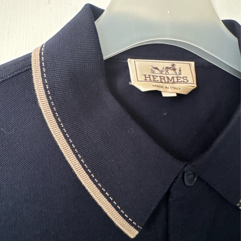 Hermes 深藍前口袋polo衫-2