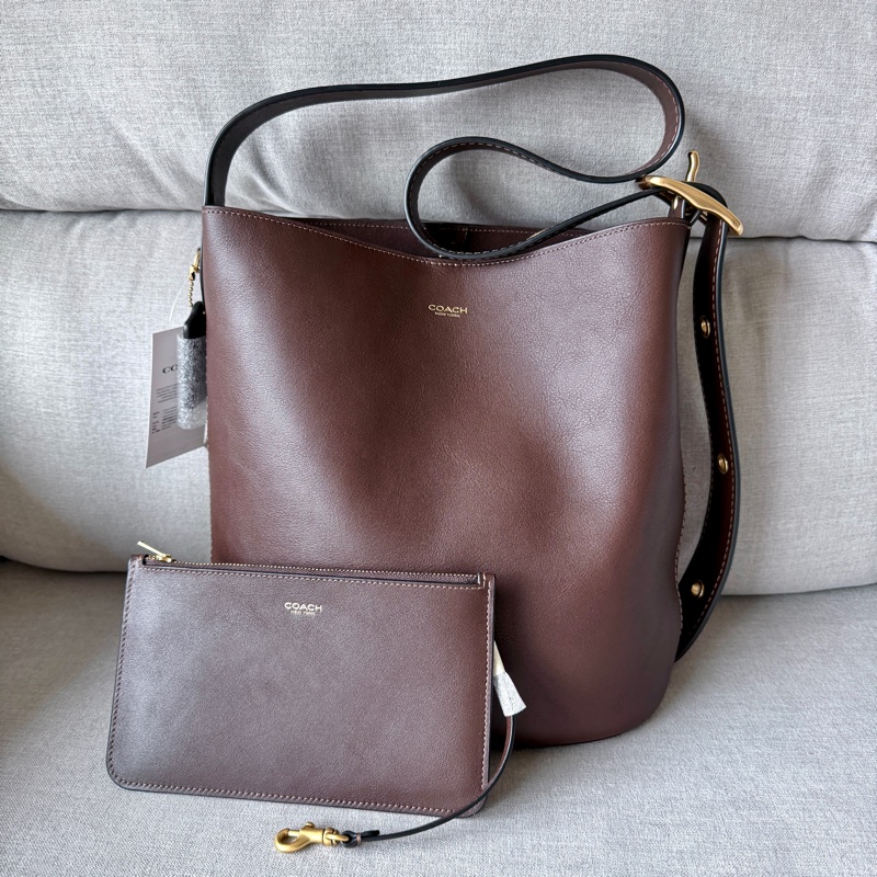 Coach BLEECKER水桶包 楓葉紅色 台灣購證-0