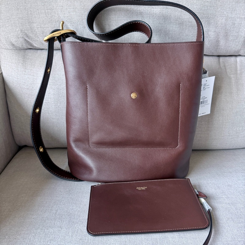 Coach BLEECKER水桶包 楓葉紅色 台灣購證-3