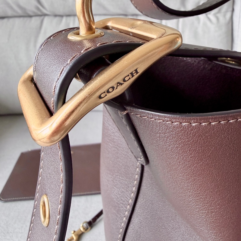 Coach BLEECKER水桶包 楓葉紅色 台灣購證-4