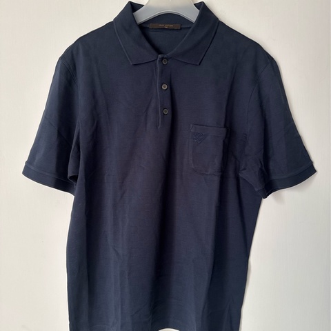 LV深藍格子前口袋polo衫