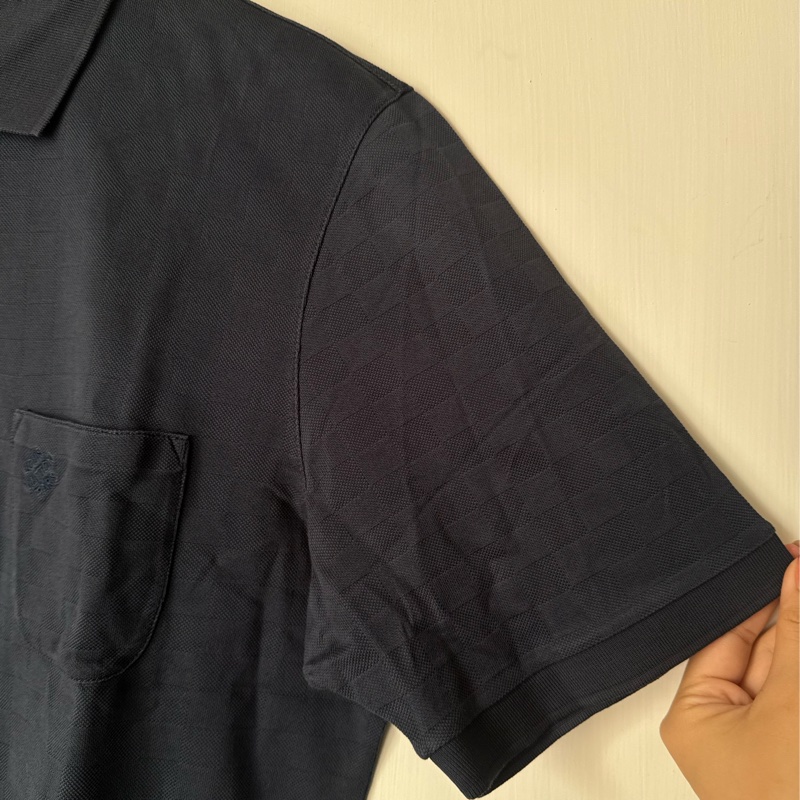 LV深藍格子前口袋polo衫-5