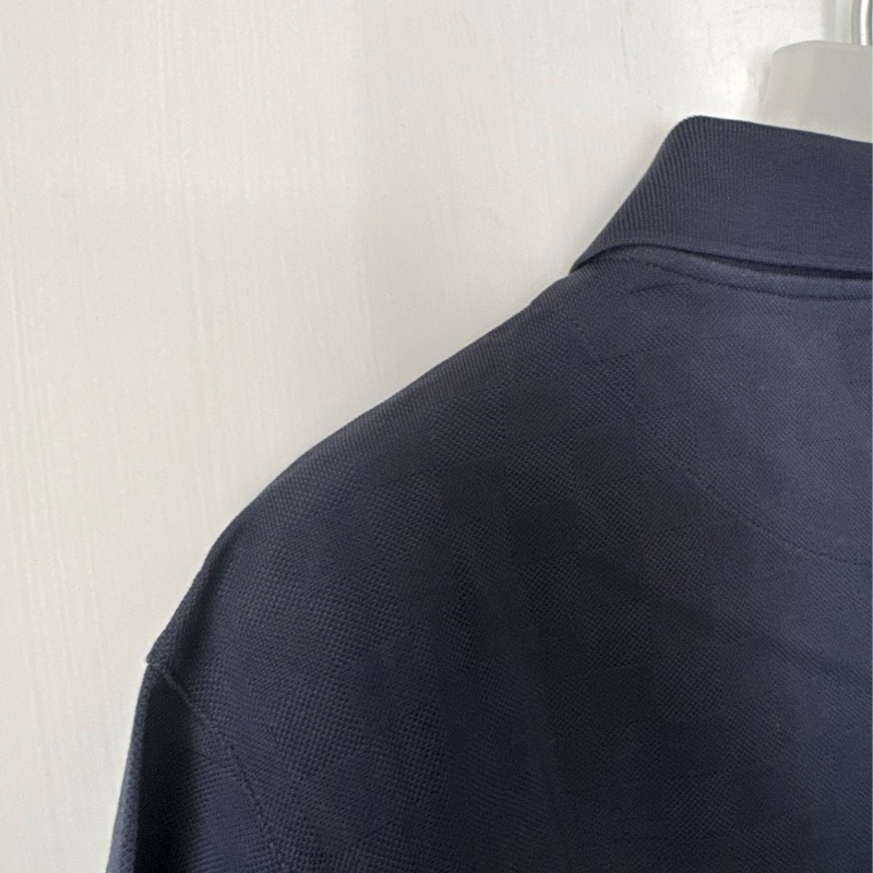 LV深藍格子前口袋polo衫-15