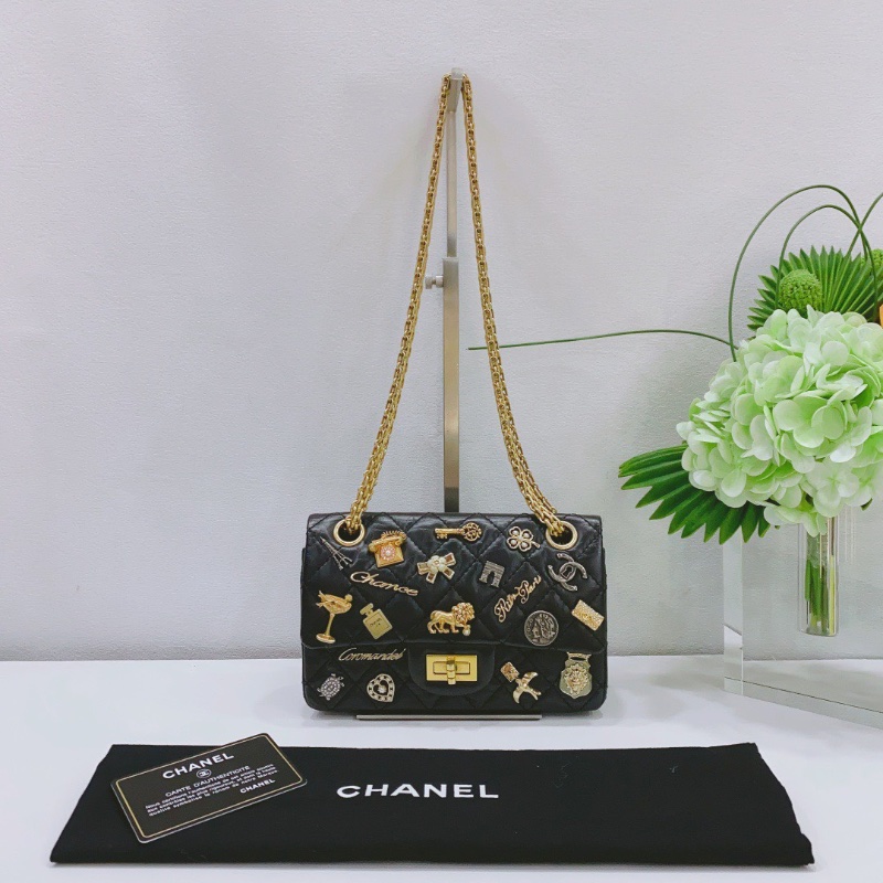 Chanel 黑金巴黎大都會 2.55大mini鏈條肩背包20×13×7cm 98新配件塵袋 保卡-1