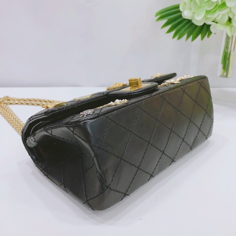 Chanel 黑金巴黎大都會 2.55大mini鏈條肩背包20×13×7cm 98新配件塵袋 保卡-3