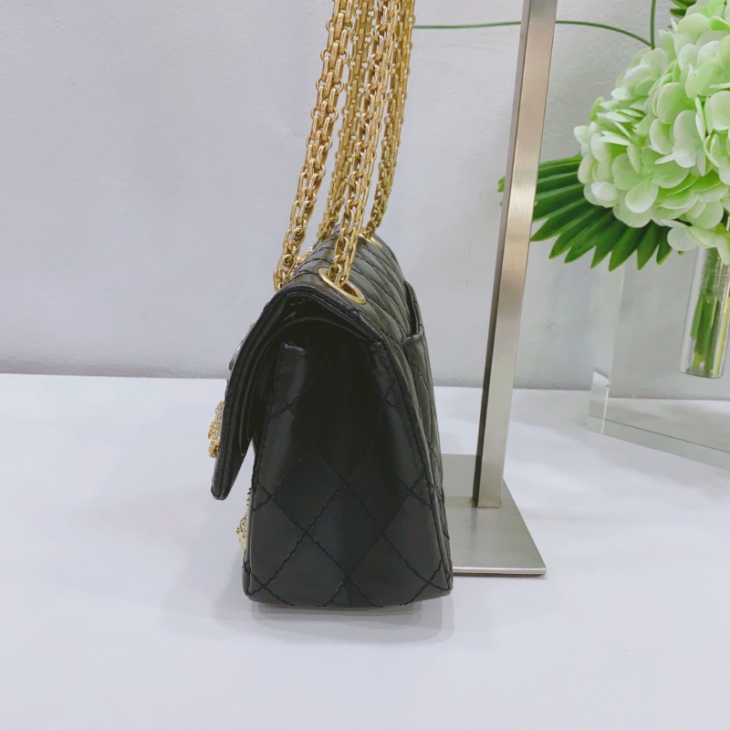 Chanel 黑金巴黎大都會 2.55大mini鏈條肩背包20×13×7cm 98新配件塵袋 保卡-4