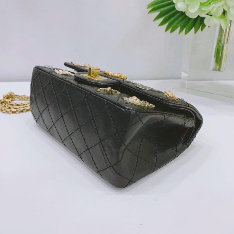 Chanel 黑金巴黎大都會 2.55大mini鏈條肩背包20×13×7cm 98新配件塵袋 保卡-5