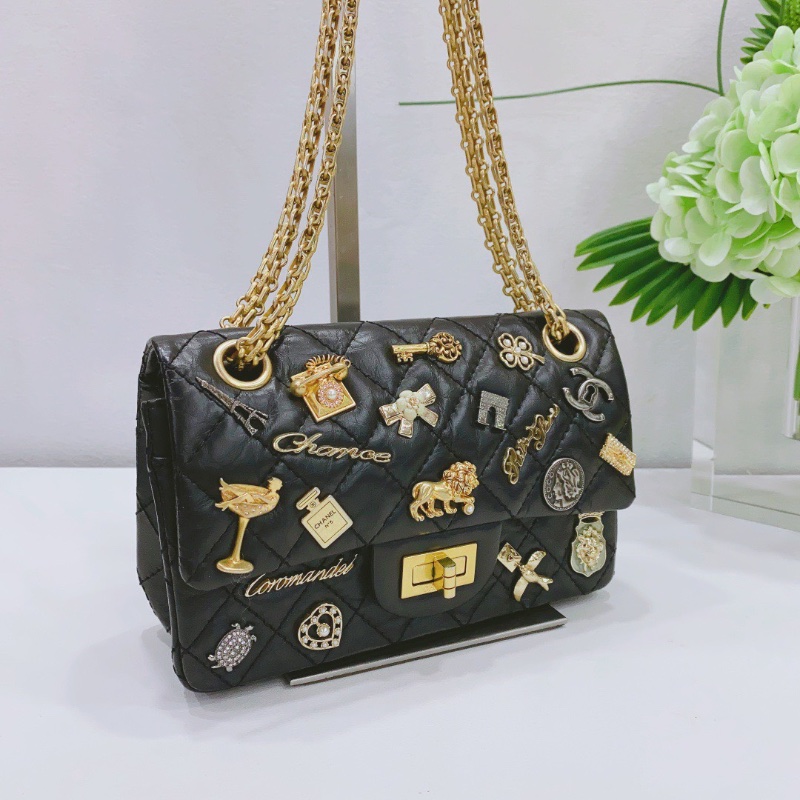 Chanel 黑金巴黎大都會 2.55大mini鏈條肩背包20×13×7cm 98新配件塵袋 保卡-6