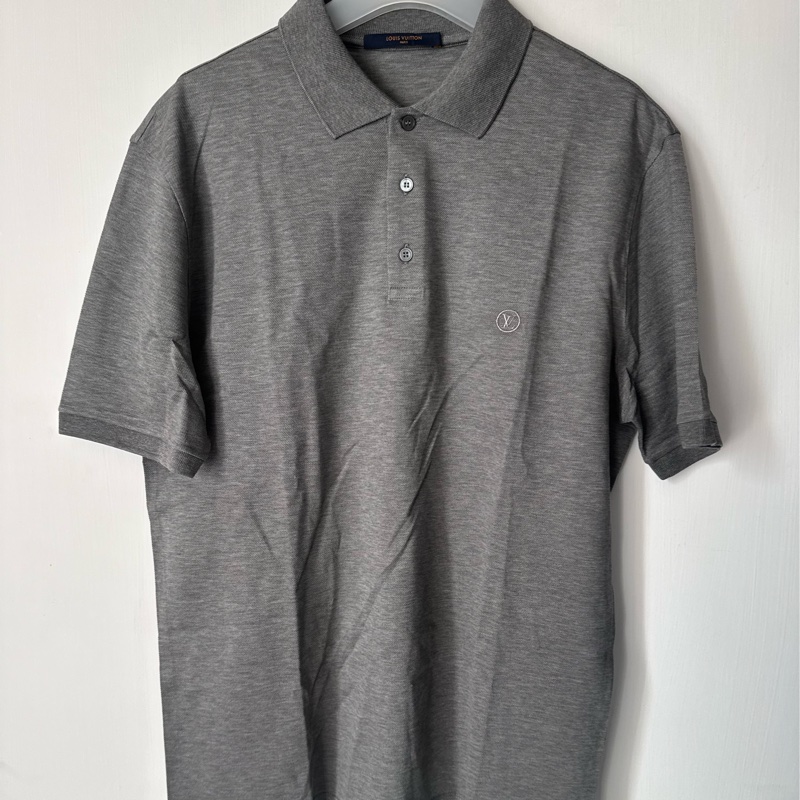 LV灰色前刺繡logo polo衫-0