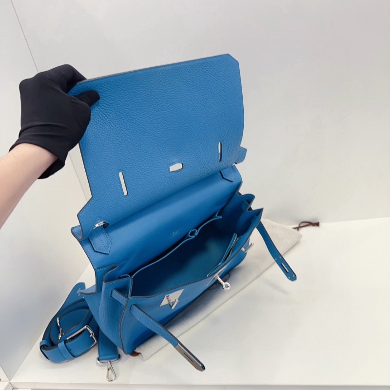 Hermes Jypsiere34 北方藍 銀扣34*28*15 98新配件塵袋肩帶-2