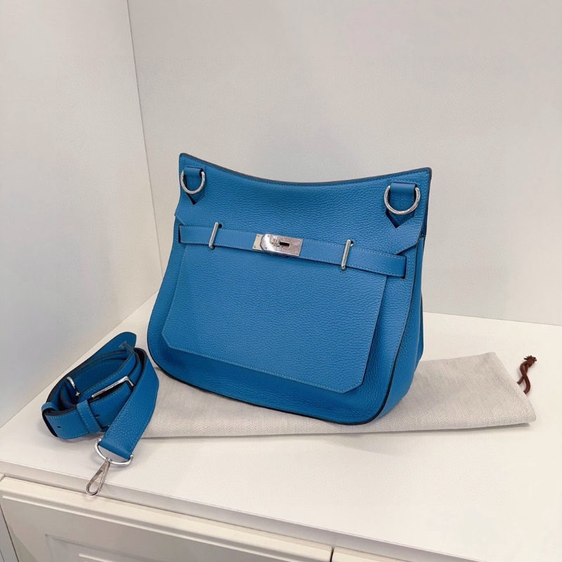 Hermes Jypsiere34 北方藍 銀扣34*28*15 98新配件塵袋肩帶-4