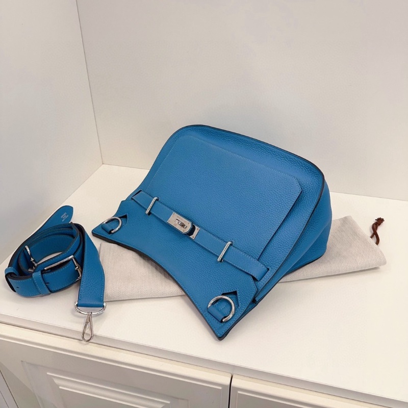 Hermes Jypsiere34 北方藍 銀扣34*28*15 98新配件塵袋肩帶-6