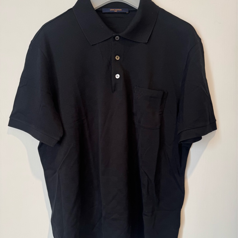 LV黑色格子前口袋polo衫-0