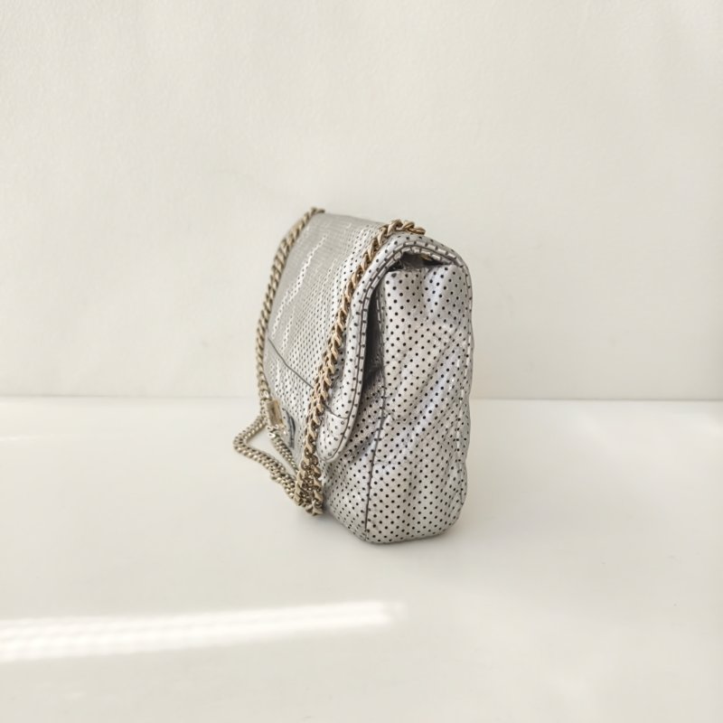 Chanel 香奈兒 銀色口蓋包 2.55 金扣 尺寸：30*19*6cm-4