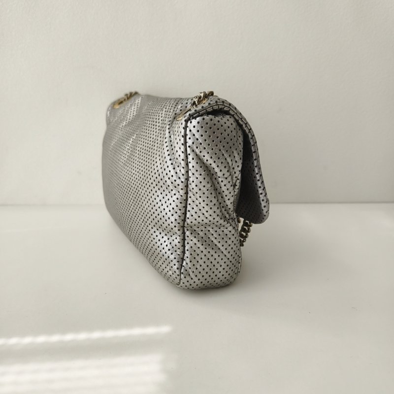 Chanel 香奈兒 銀色口蓋包 2.55 金扣 尺寸：30*19*6cm-5