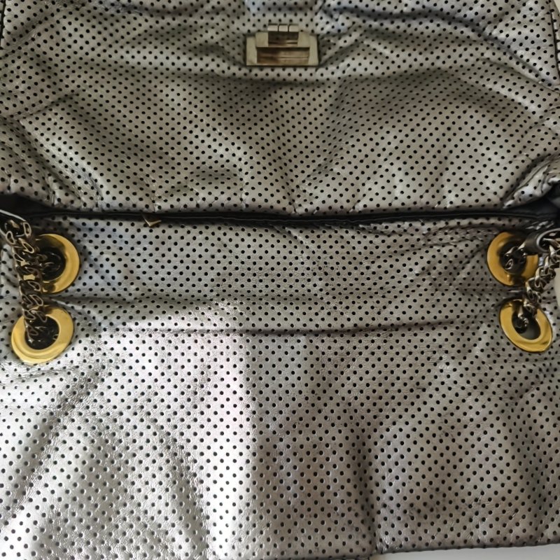 Chanel 香奈兒 銀色口蓋包 2.55 金扣 尺寸：30*19*6cm-17