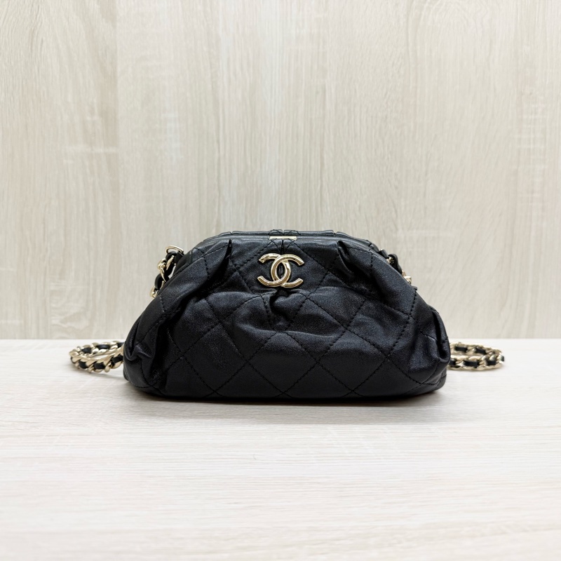 CHANEL黑金羊皮菱格紋雲朵包AS2493-2