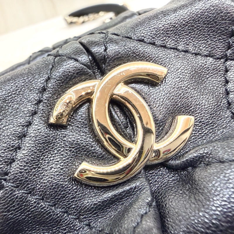 CHANEL黑金羊皮菱格紋雲朵包AS2493-14