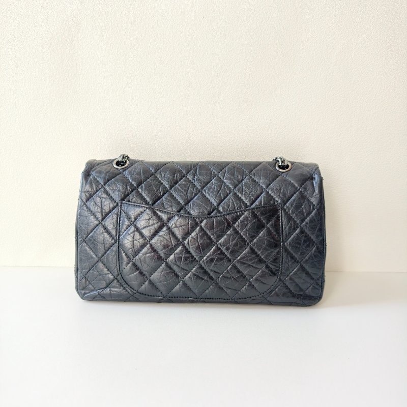 香奈兒 / Chanel 2.55 肩背包 黑銀牛皮 尺寸: 20×31.5×10 cm 年份:2011 年 14 開 97 新 釦子有裂-5