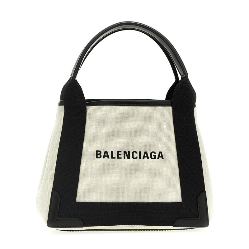 【Balenciaga 巴黎世家】小款 Navy Cabas XS 帆布 手提 肩背包 托特包 白/黑色-1