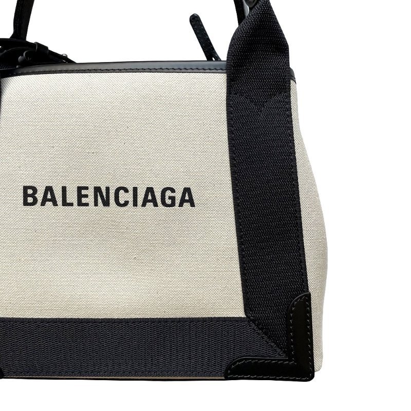 【Balenciaga 巴黎世家】小款 Navy Cabas XS 帆布 手提 肩背包 托特包 白/黑色-2
