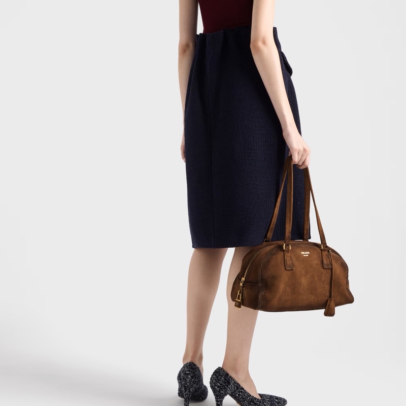 Prada 女士 Bowling 中號絨面革包均碼碼中號、35cm*16cm*20cm-5