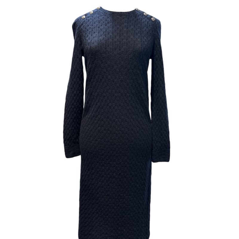 CHANEL 深藍色長袖洋裝-38-0