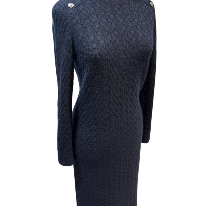 CHANEL 深藍色長袖洋裝-38-2