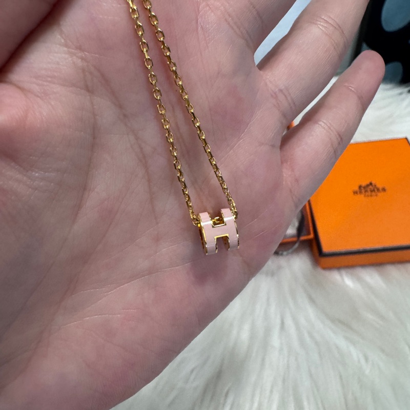 Hermes Mini POP H粉項鍊 近全新-1