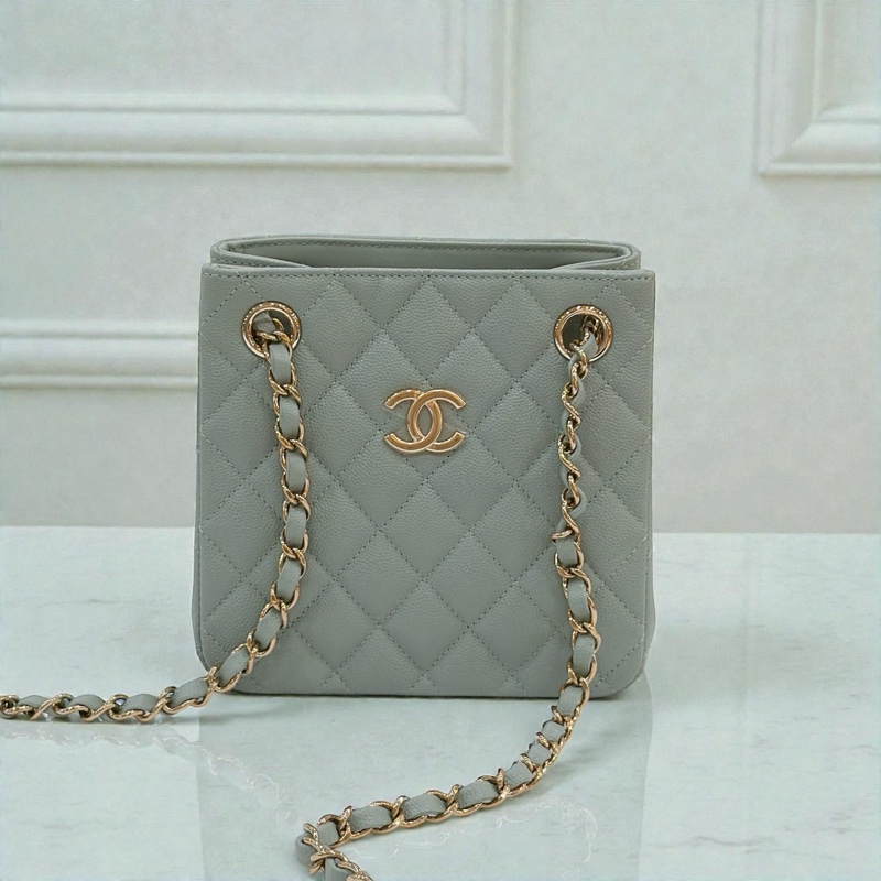 莉亞精品♡ Chanel AS3176 經典mini 水桶包 藍綠色 二手-0